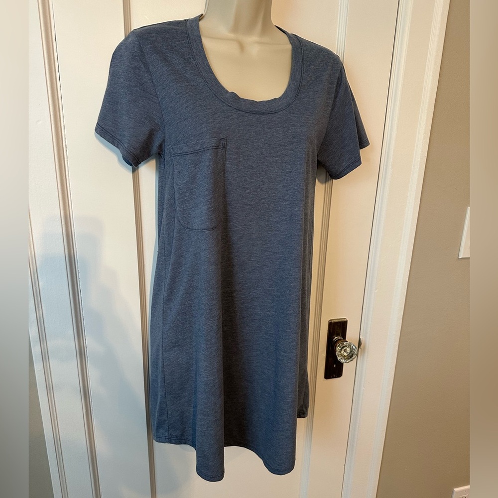 NEW WITH TAGS Bobi denim blue-colored, super soft cotton T-shirt dress w/ pocket